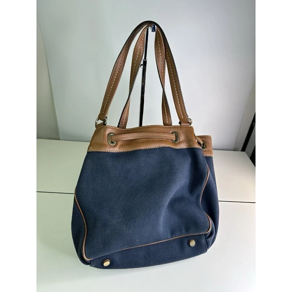 Michael Kors navy large canvas leather tote